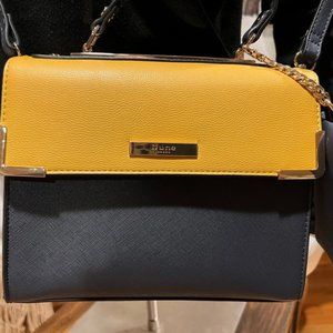 NWT! Dune London Black, Yellow, & Snakeskin Leather Satchel and Coin Purse